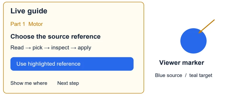 Simplified Live guide controls. Read the instruction before choosing the highlighted action.